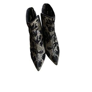 Betsey Johnson Women’s Black Beaded Pointed Toe Ankle Booties